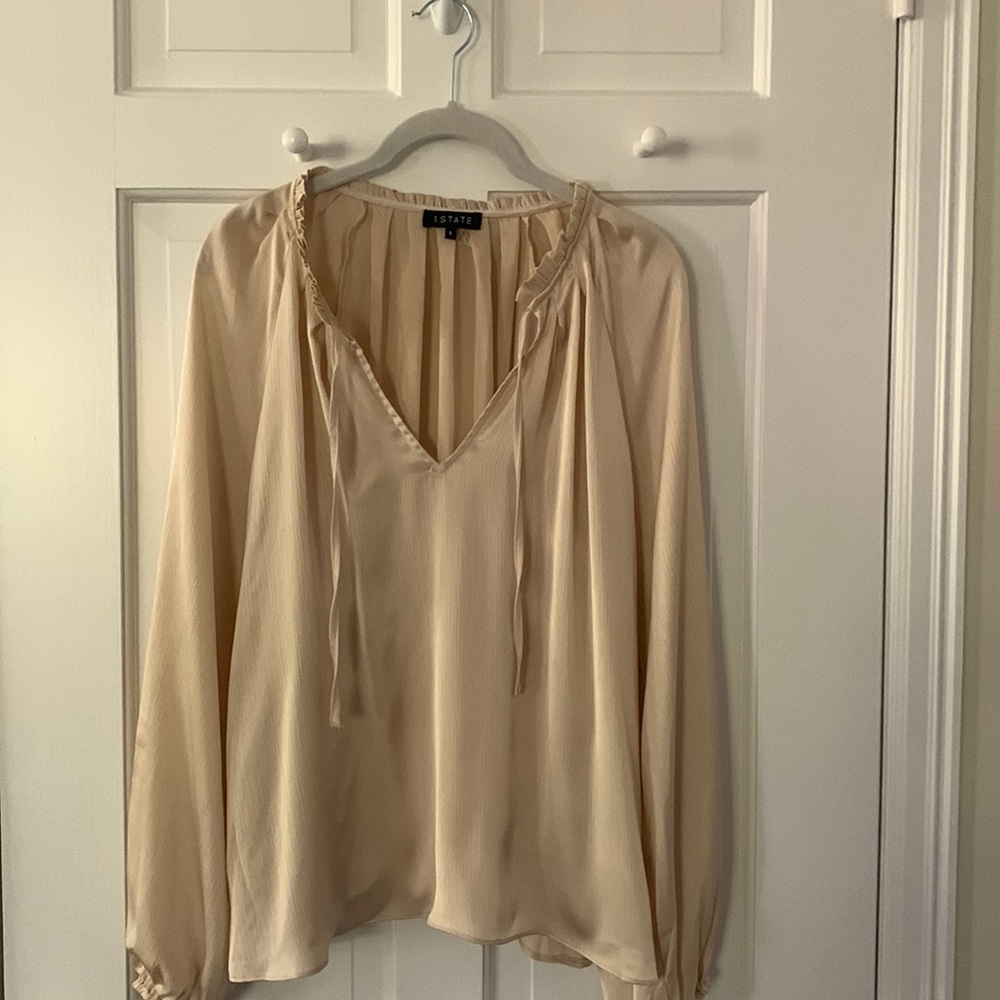 One State Semi-Sheer Gold/Cream Blouse